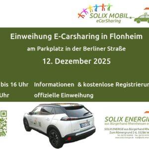 Einweihung eCarSharing in Flonheim am 12.12.2025 , 13-16 Uhr, offizielle Einweihung um 15 Uhr